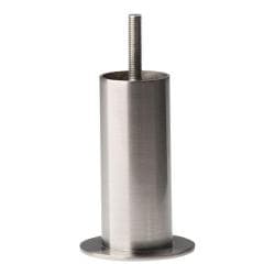 Stalen meubelpoot rvs look rond ø 4 cm en hoogte 14 cm  (M8) 