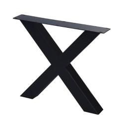 Zwarte stalen X tafelpoot 72 cm (koker 10 x 10)