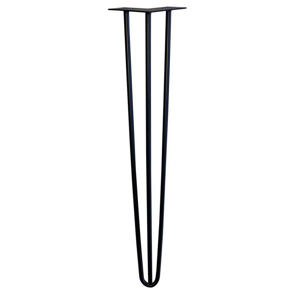 Zwarte massieve 3-punt hairpin tafelpoot 75 cm